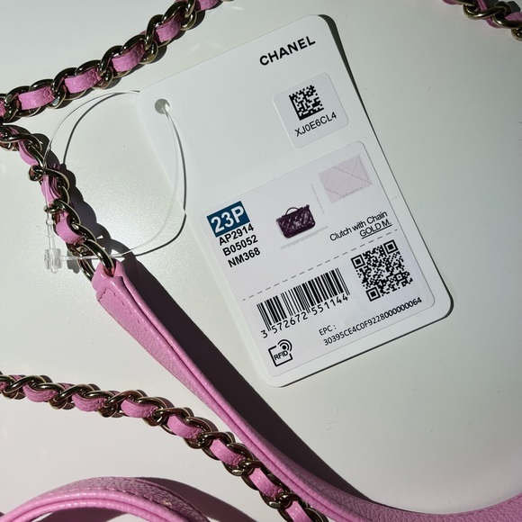 ♥️SOLD♥️ Chanel 23P Lilac Pink Caviar Business Affinity Chain Clutch Mini NWT - Picture 14 of 15